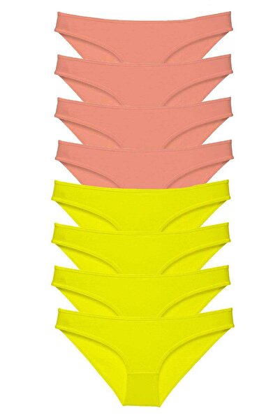 teknoparkx 8 Pieces Super Eco Set Lycra Women's Slip Panties Yellow Powder