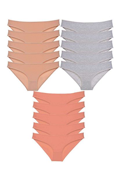 Ethab Ticaret 15 Pieces Lycra Super Eco Women's Slip Panties - Skin Gray Powder