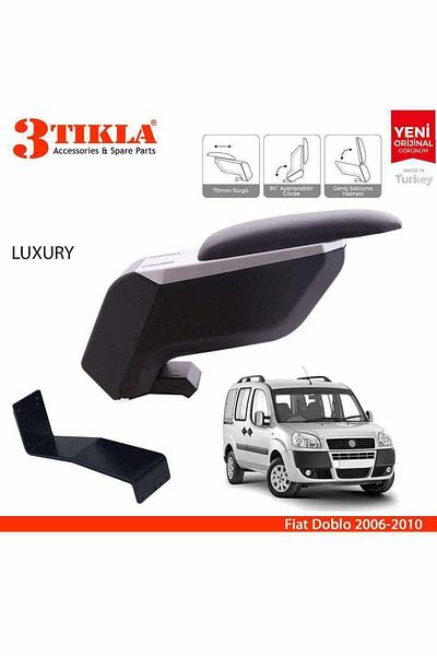 3 Tıkla Fiat Doblo 2006-2010 Black Armrest with Steel Legs Without Piercing