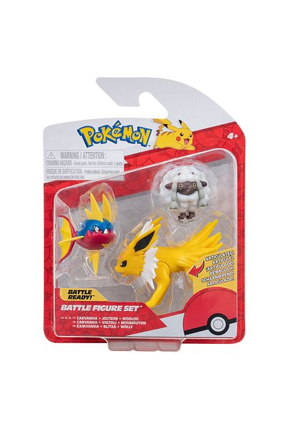Pokemon - Set Of 3 Action Figures, (WOOLOO & CARVANHA & JOLTEON) S16