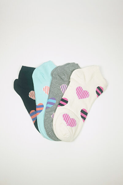 CT STONES Women's Ankle Socks Summer Cotton Soft Heart Pattern 4 Pairs