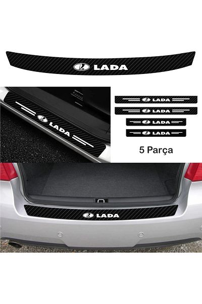 FİXFLEX Special New Compatible for Lada Ve-Ga Accessory Auto Trunk and Door Sill Special New Sticker Set Carbon