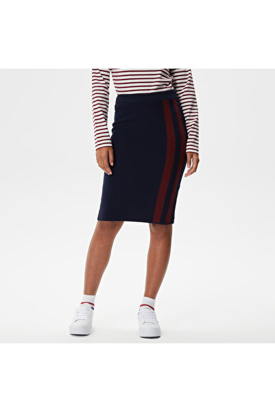 Lacoste Kadın Skinny Fit Çizgili Lacivert Etek