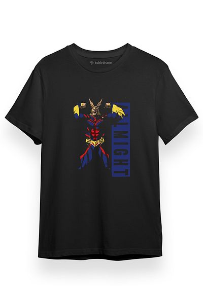 Tshirthane My Hero Academi - Μαύρο ανδρικό μπλουζάκι με το All Might Toshinori Yagi Art