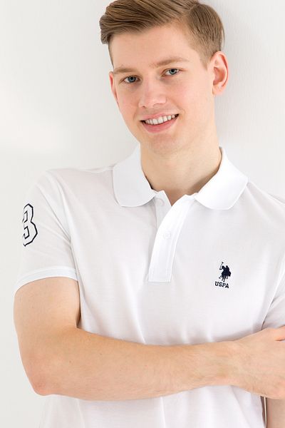 U.S. Polo Assn. Ανδρικό μπλουζάκι με λαιμόκοψη σε λευκό χρώμα 50264891 -VR013