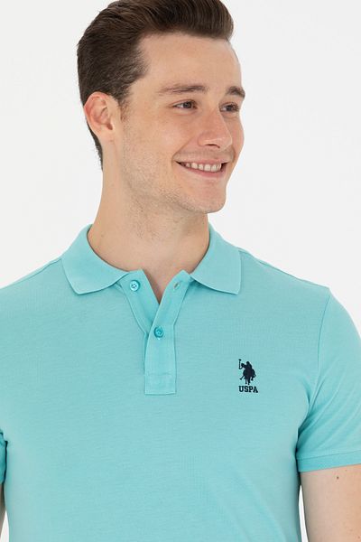 U.S. Polo Assn. Основна мъжка тениска с ментова поло яка