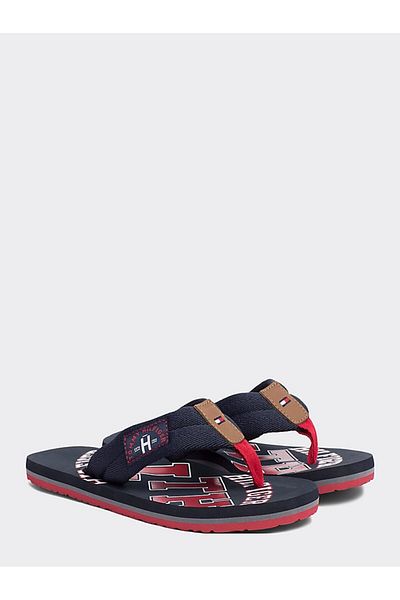 Tommy Hilfiger شبشب رجالي باللون الأزرق الداكن FM0FM01369 403 Tommy Hilfiger Essential Th Beach Sandal Midnıgh