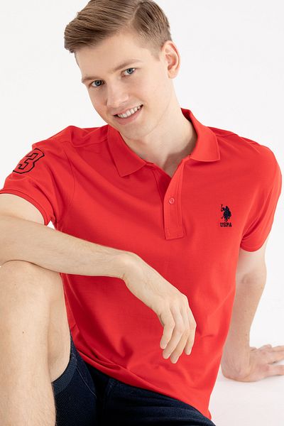 U.S. Polo Assn. Men's Red Basic Polo Neck T-Shirt 50264891 -Vr030