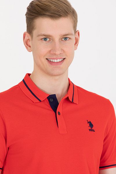 U.S. Polo Assn. Мъжка червена тениска с поло яка 50264890-VR030