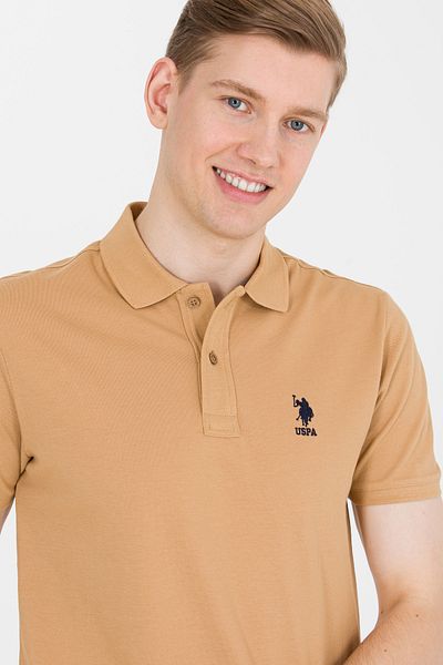 U.S. Polo Assn. Мъжка тениска с поло яка в цвят камила, базова, 50264891-VR015