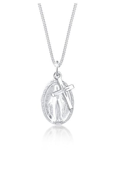 ELLI Necklace Ladies Virgin Mary Image Cross Pendant Spiritual In 925 Sterling Silver
