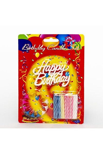 Skygo Colorful Candle White Happy Birthday Written Birthday Candle 12 Pieces