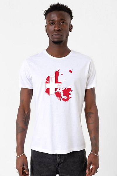Tshirthane Ανδρικό μπλουζάκι Euro 24 Denmark White Cycling