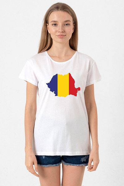 Tshirthane White Women's Bicycle Collar T-Shirt - Euro 24 Romania