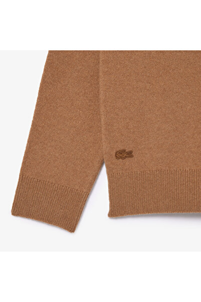 Lacoste Unisex Classic Fit Bisiklet Yaka Bej Triko