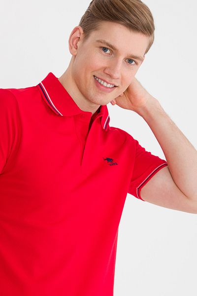 U.S. Polo Assn. Pánské červené tričko Basic Polo Neck 50264906-VR030