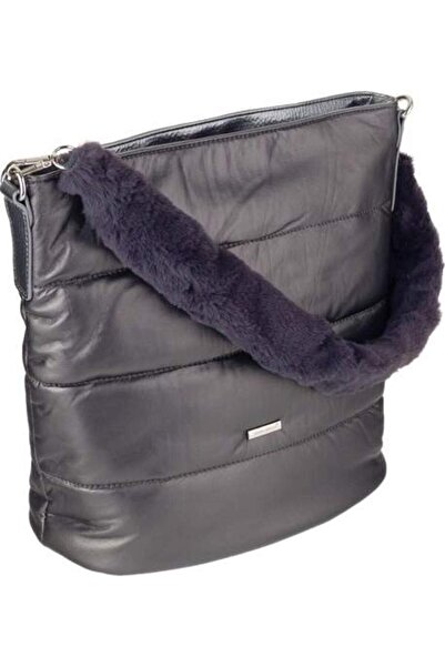 Monalisa Home حقيبة كتف رمادية لامعة مقاس 30x35