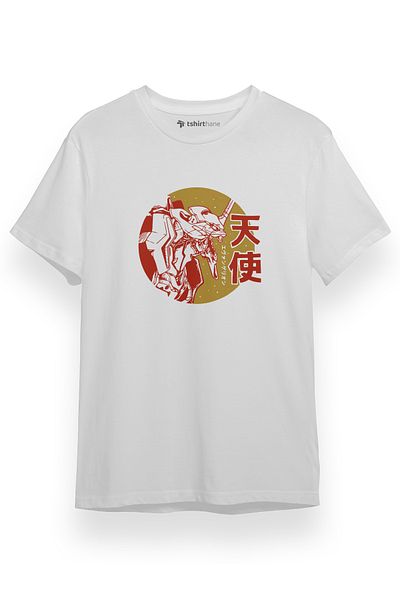 Tshirthane Ανδρικό μπλουζάκι Neon Genesis Evangelion Retro Vintage Λευκό κοντομάνικο