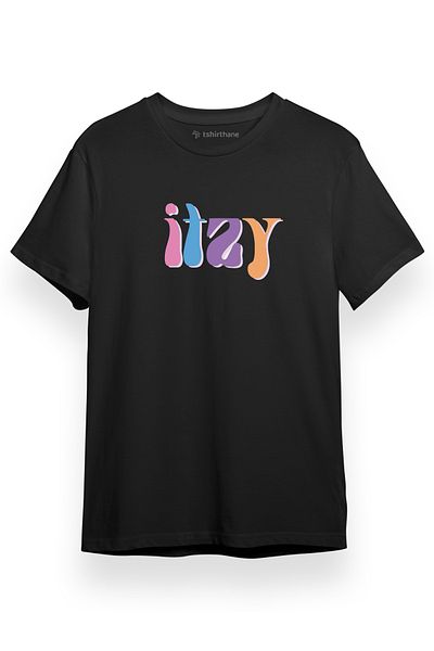 Tshirthane Ανδρικό μπλουζάκι ITZY Retro Μαύρο κοντομάνικο
