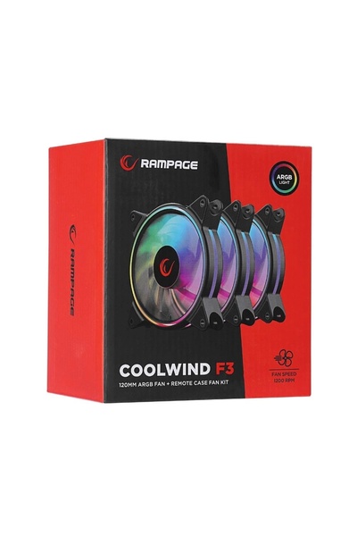 Rampage Coolwınd F3 3*12cm Argb Fan Kumanda 1200rpm Gaming Oyuncu Kasa Fan Kiti