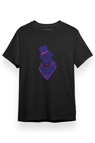 Tshirthane Ανδρικό μπλουζάκι Willy Wonka Dreamers of Dreams μαύρο κοντομάνικο