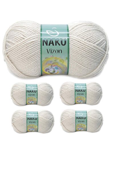 NAKO Vizon Premium 5 τεμάχια ακρυλικό πλέξιμο χειρός - μαλλί κλωστής, έγχρωμο No:6383, μπεζ μανιτάρι