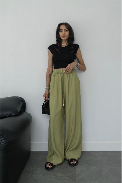 Havoş Παντελόνι Noemi Oil Green Rope Lace Up