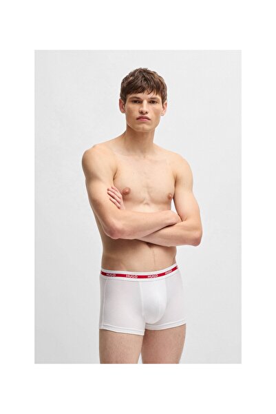 HUGO Üçlü Pakette Kemer Lastiği Logolu Esnek Pamuklu Trunk