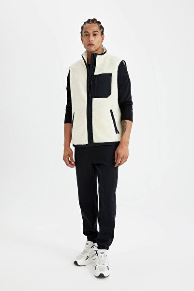 DeFacto Plush Fit Vest - Stand Collar, Zip Pocket, C6045Ax24Au