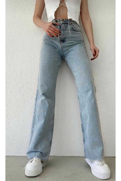 DRC trend Elly 90s Ice Blue - Blugi Palazzo cu talie super înaltă din Lycra