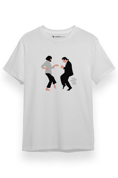 Tshirthane Pulp Fiction You Never Can Tell Λευκό κοντομάνικο ανδρικό μπλουζάκι