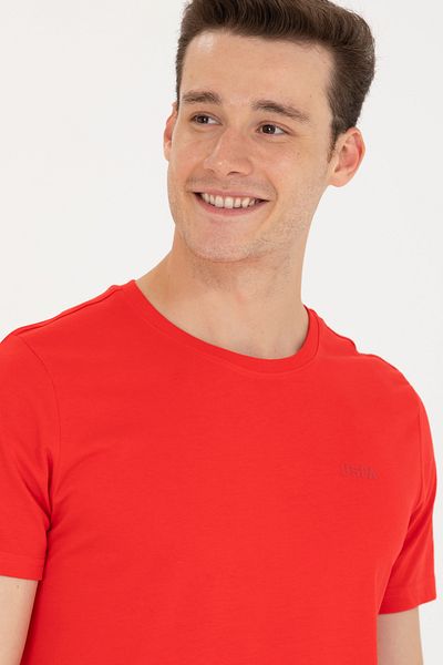 U.S. Polo Assn. Men's Red Basic Crew Neck T-Shirt 50264918 -Vr030