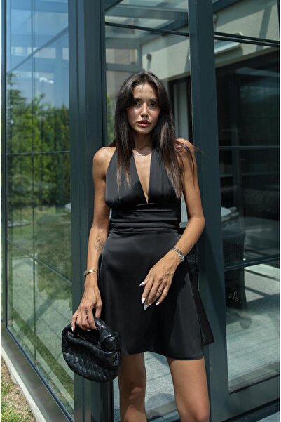 Havoş Σατέν Μαύρο Φόρεμα - Κάλυμμα