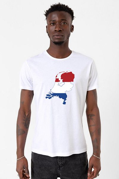 Tshirthane Euro 24 Λευκό ανδρικό μπλουζάκι ποδηλασίας Ολλανδίας