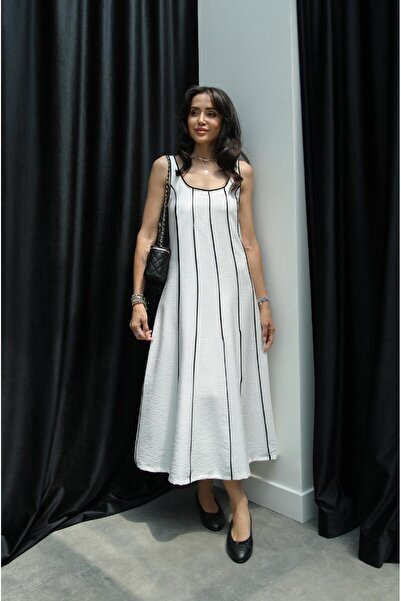 Havoş Φόρεμα Apolo Ecru Χοντρό λουράκι