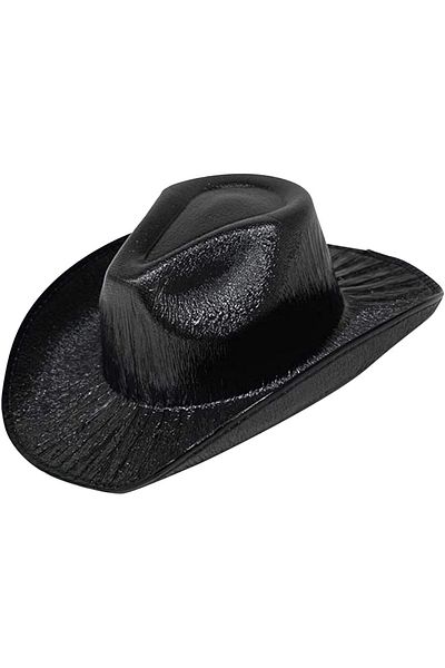 nuit dose Neon Hologram Cowboy Model Party Hat Black Adult 39X36X14 cm