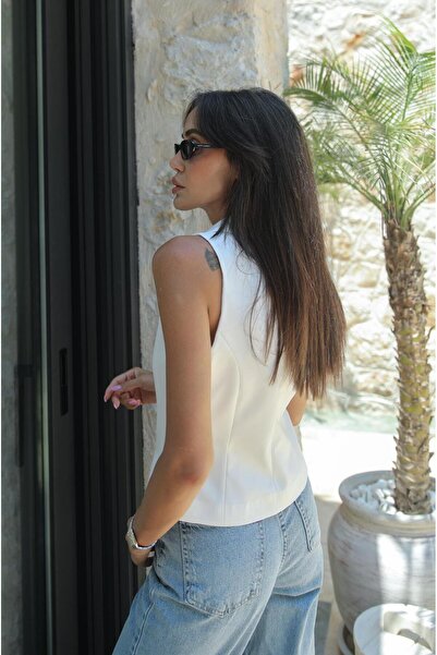 Havoş Hera White Buttoned Vest