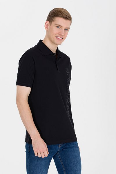 U.S. Polo Assn. Ανδρικό μπλουζάκι μαύρο πόλο γιακά 50265068-VR046