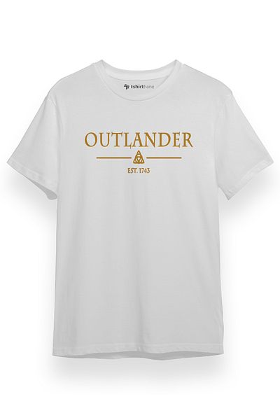 Tshirthane Ανδρικό κοντομάνικο μπλουζάκι Outlander Est 1743 Λευκό