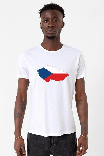 Tshirthane Ανδρικό μπλουζάκι ποδηλασίας Euro 24 Czech White