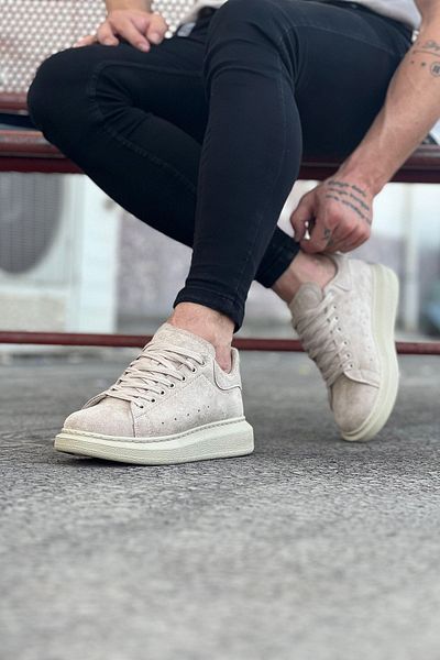 Angoravi Beige Suede Casual Men's Casual Shoes