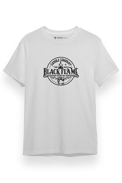 Tshirthane Ανδρικό T-Shirt - Candle Company Black Flame White, κοντομάνικο