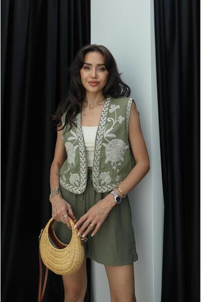 Havoş سترة كاكي مطرزة