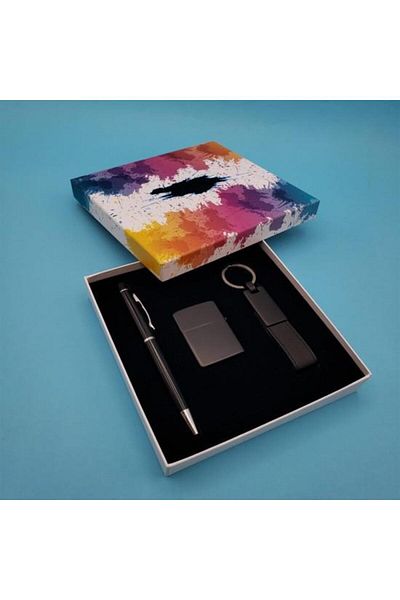Miyas Black Keychain-Stift- Und Feuerzeug-Set - Dekorativ Und Geschenk