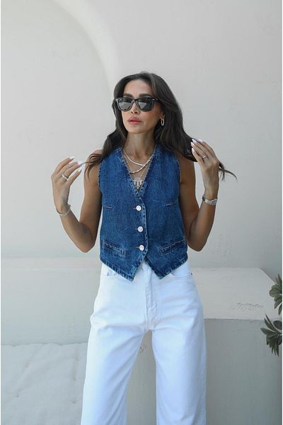 Havoş Dark Blue - Fleto Pocket Denim Vest