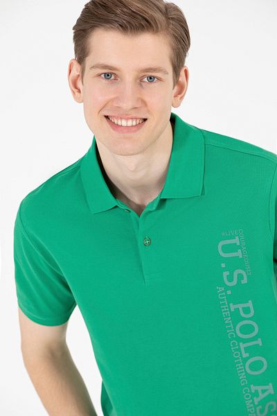 U.S. Polo Assn. Ανδρικό μπλουζάκι με πράσινο γιακά πόλο 50265068-VR054