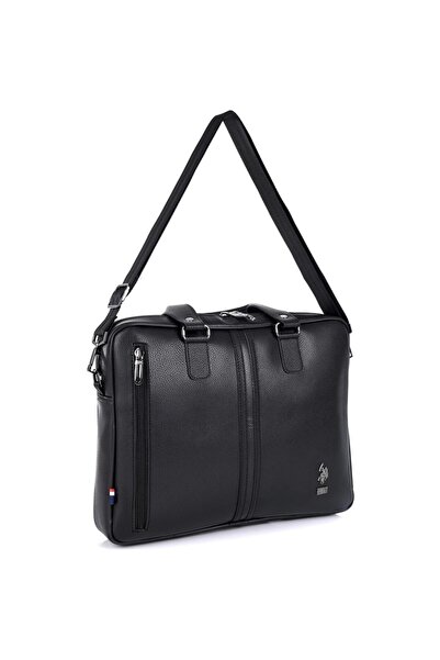U.S. Polo Assn. Leather Briefcase Black Plevr6753