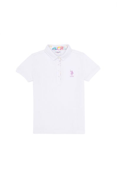 U.S. Polo Assn. Κοριτσίστικο λευκό μπλουζάκι με βασικό γιακά πόλο 50265668 -VR013