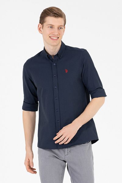 U.S. Polo Assn. Ανδρικό πουκάμισο Navy Blue μακρυμάνικο Basic 50265664 -vr033