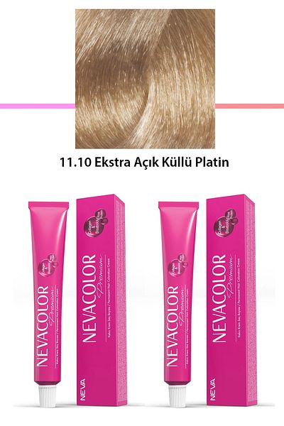 VB QUALITY Premium 11.10 Extra Light Ashy Platinum - Set of 2 Permanent Cream Hair Dye, 50g Tube